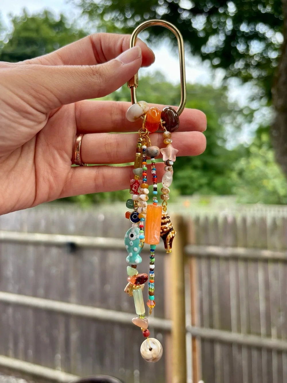 Nautical Bag Charm with Colorful Beads and Gold Hardware